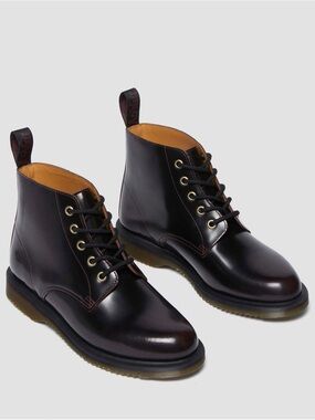 Dr. Martens Emmeline Cherry Red Arcadia 5 Eye Lace Up Boots Leather Classic